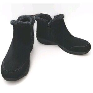 Easy‎ Spirit Veer Ankle Bootie Womens sz 9W Black Microsuede Comfort Minimalist